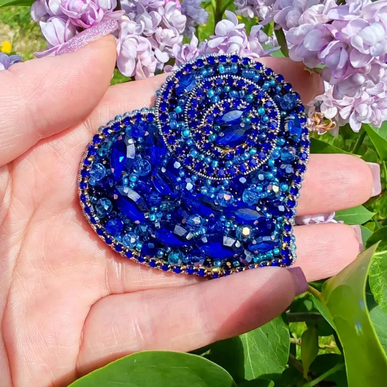 Брошь Сердце, ручная работа