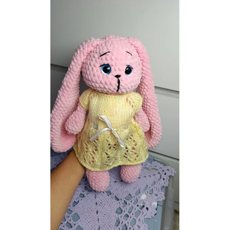 Зайка с длинными ушами из плюша ручной работы