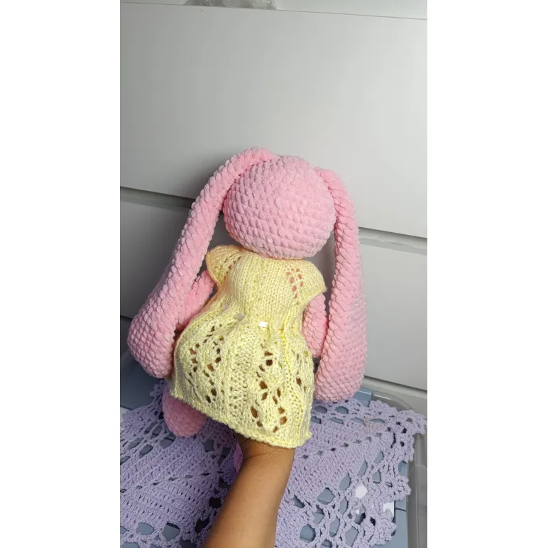 Зайка с длинными ушами из плюша ручной работы