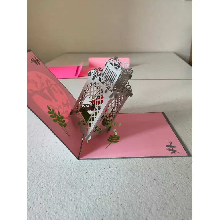 Поздравительная POP-UP открытка "Птички в клетке"