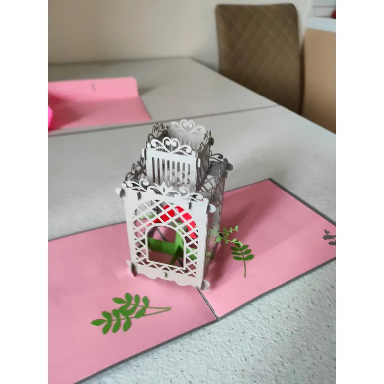 Поздравительная POP-UP открытка "Птички в клетке"