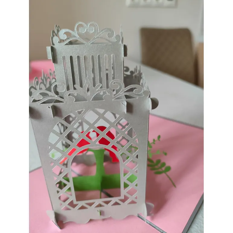 Поздравительная POP-UP открытка "Птички в клетке"