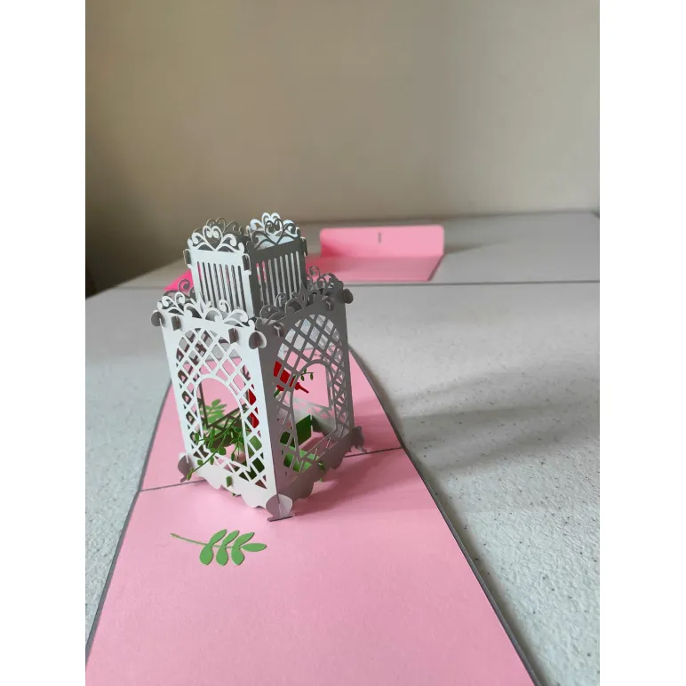 Поздравительная POP-UP открытка "Птички в клетке"