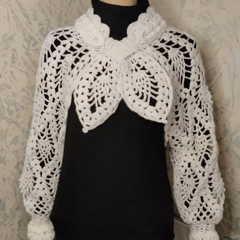 Болеро, шраг, накидка связанный крючком