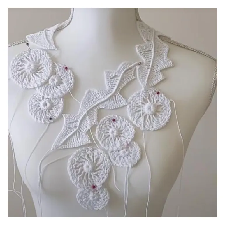 Женские украшения, колье, вязаные в стиле ирландского кружева. Идеи. На заказ
