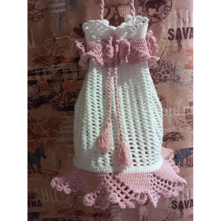 Сумка-кисет вязаная летняя "Розовый щербет"