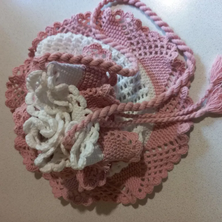 Сумка-кисет вязаная летняя "Розовый щербет"