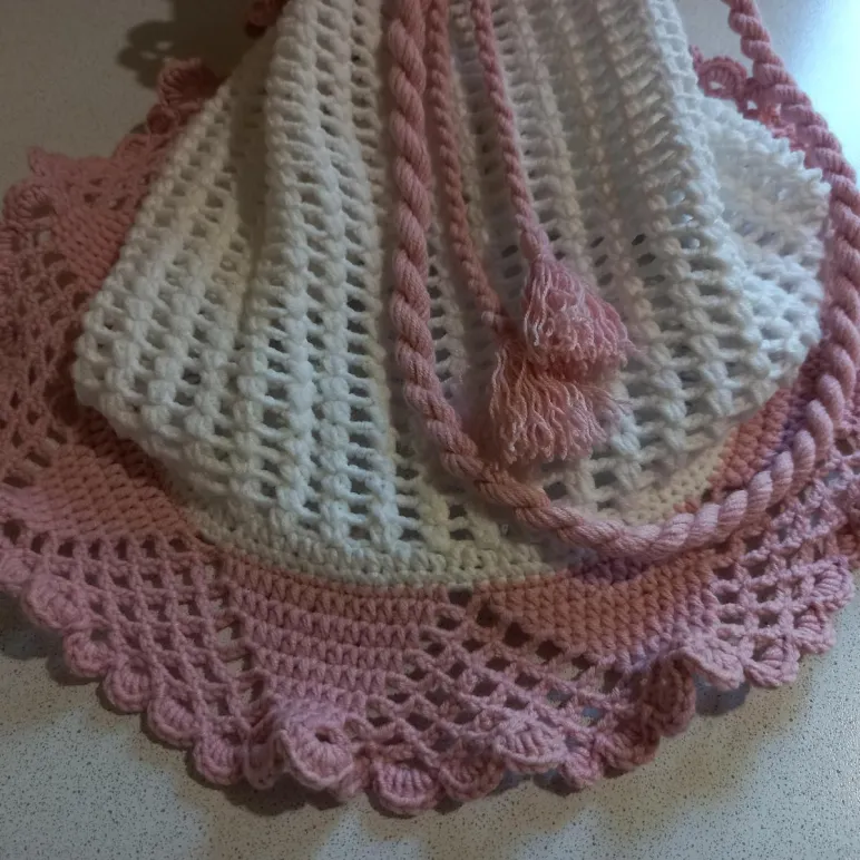 Сумка-кисет вязаная летняя "Розовый щербет"