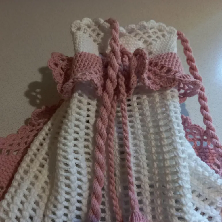 Сумка-кисет вязаная летняя "Розовый щербет"