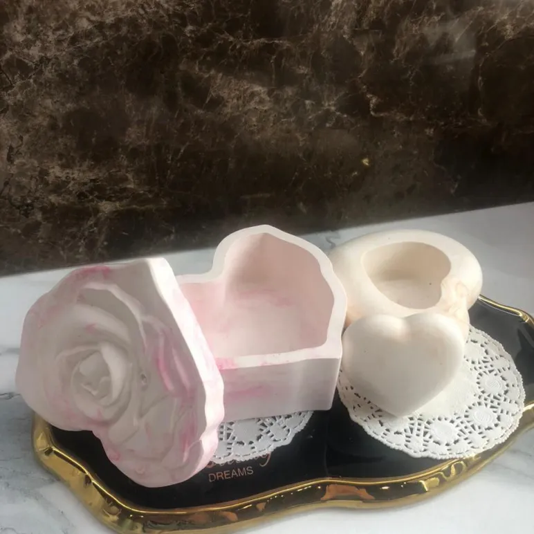 Шкатулки из гипса в форме сердца — набор