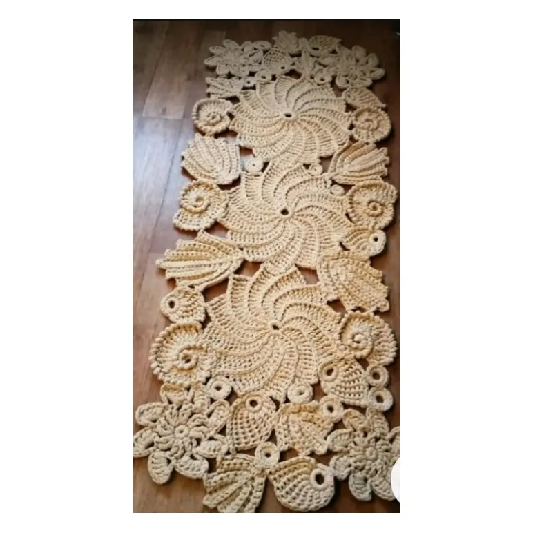 Фрагмент коврика из мотивов из полиэфирного шнура или джута, любой размер на заказ, ручная работа