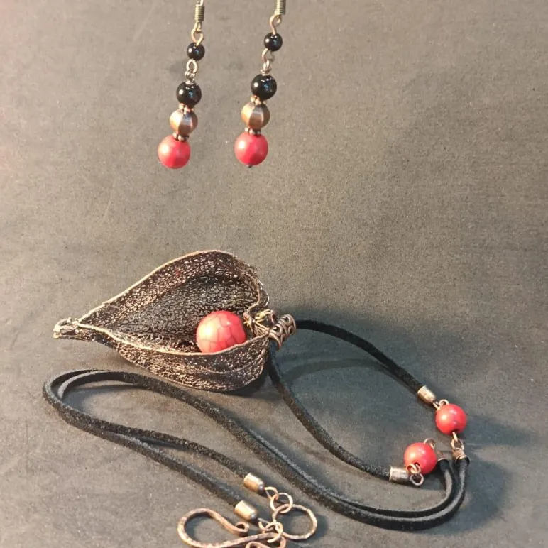 Серьги "Коралл в агате"