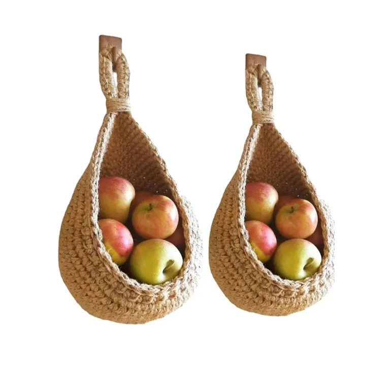 Вязаная подвесная корзинка Капелька из джута