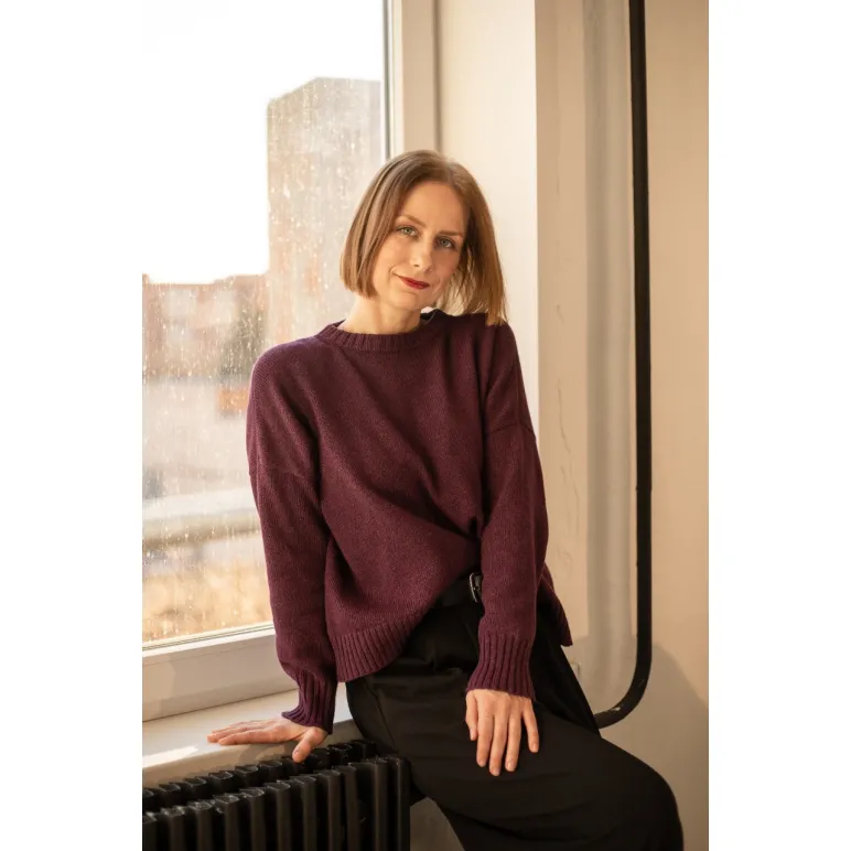 Свитер оверсайз, цвет винный, размер 44-46, состав: кашемир 10%, мериносовая шерсть 70%, шелк 20%