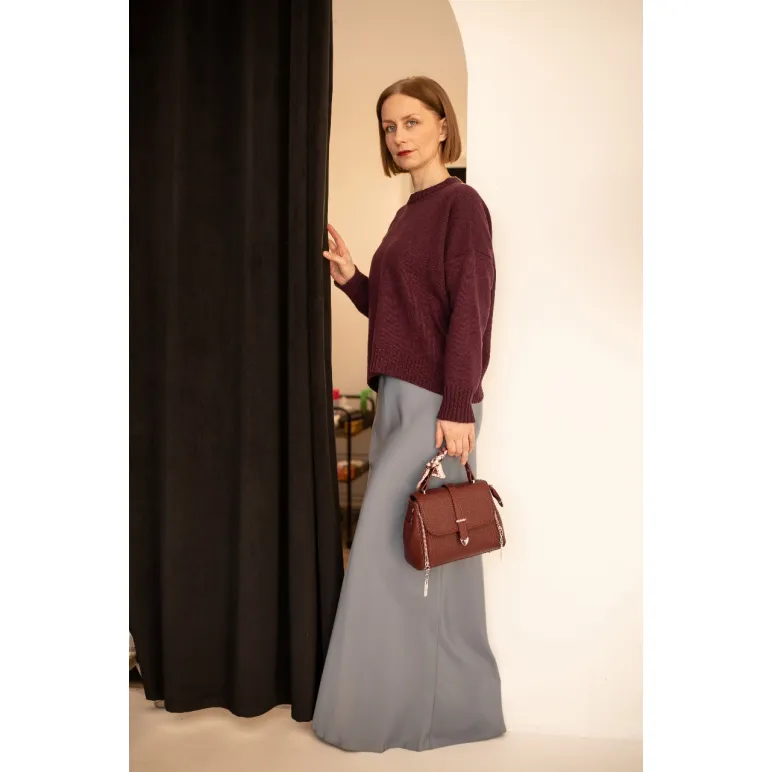 Свитер оверсайз, цвет винный, размер 44-46, состав: кашемир 10%, мериносовая шерсть 70%, шелк 20%