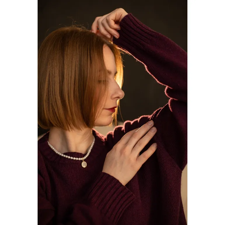 Свитер оверсайз, цвет винный, размер 44-46, состав: кашемир 10%, мериносовая шерсть 70%, шелк 20%