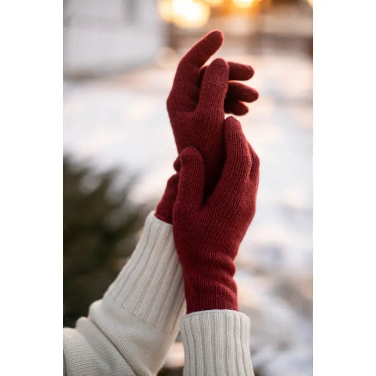 Перчатки бордо, состав 90% мериносовая шерсть 10% кашемир, обхват ладони 18-20 см