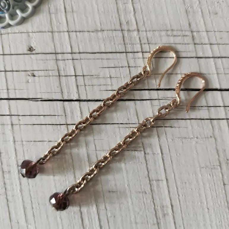 Серьги-цепочки с раухтопазом