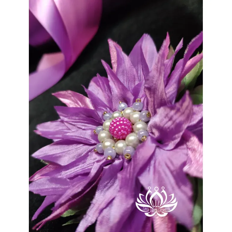 Резинка для волос ручной работы "Бадан" фиолетовый