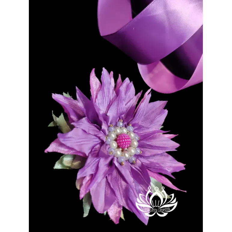 Резинка для волос ручной работы "Бадан" фиолетовый