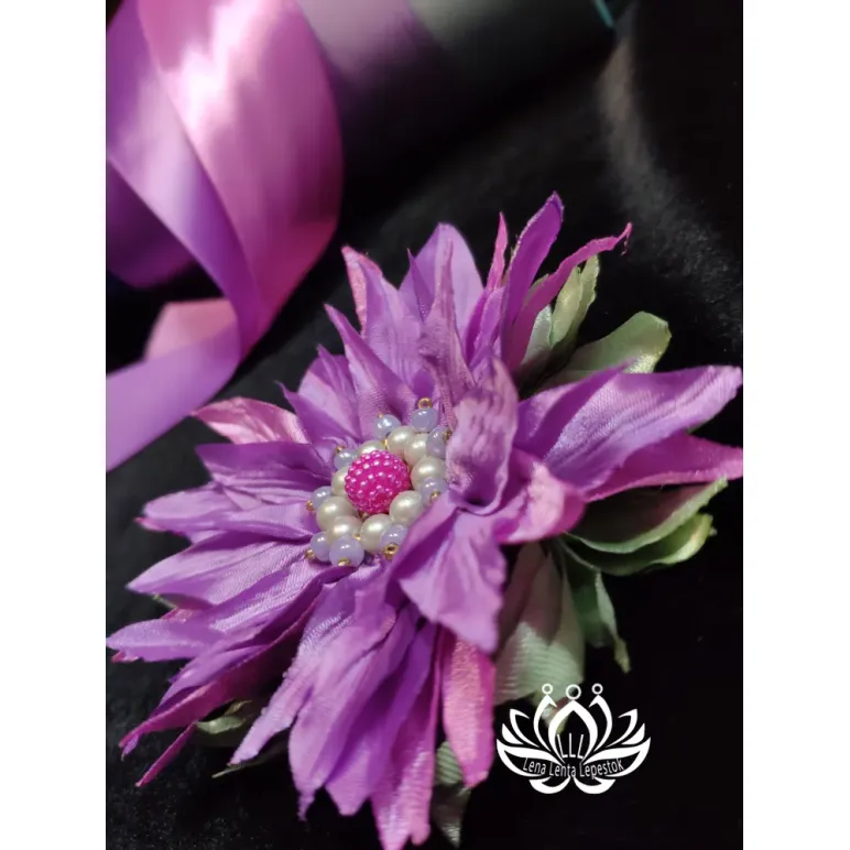 Резинка для волос ручной работы "Бадан" фиолетовый