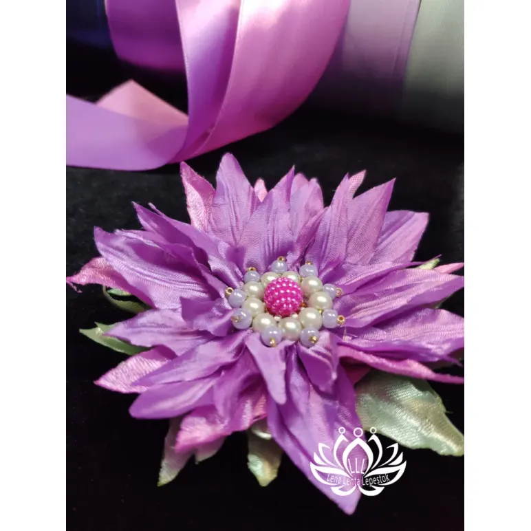 Резинка для волос ручной работы "Бадан" фиолетовый