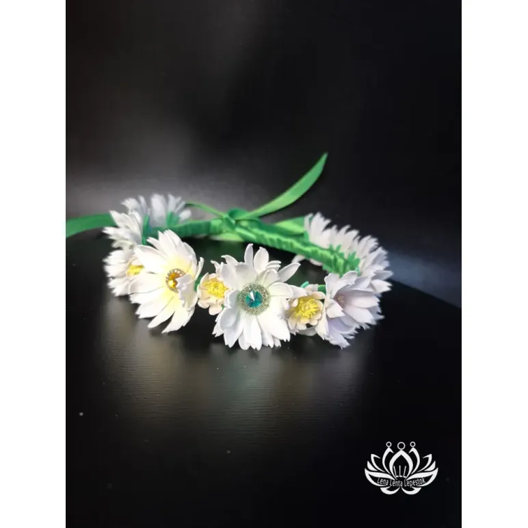 Ободок для волос ручной работы "Ромашки"
