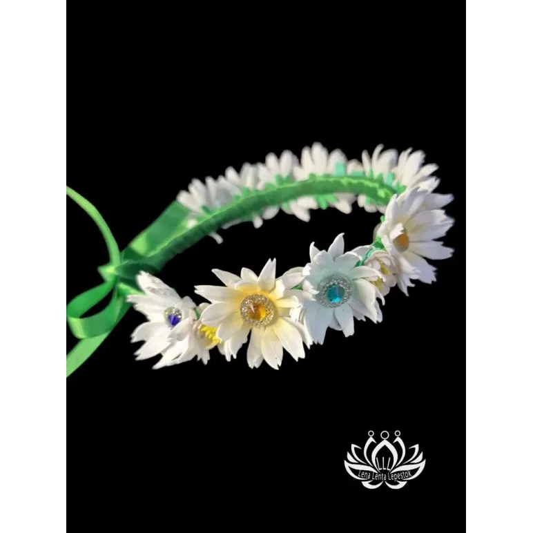 Ободок для волос ручной работы "Ромашки"