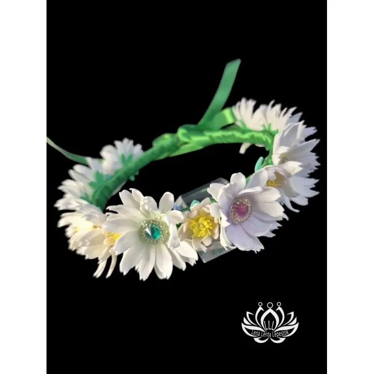 Ободок для волос ручной работы "Ромашки"