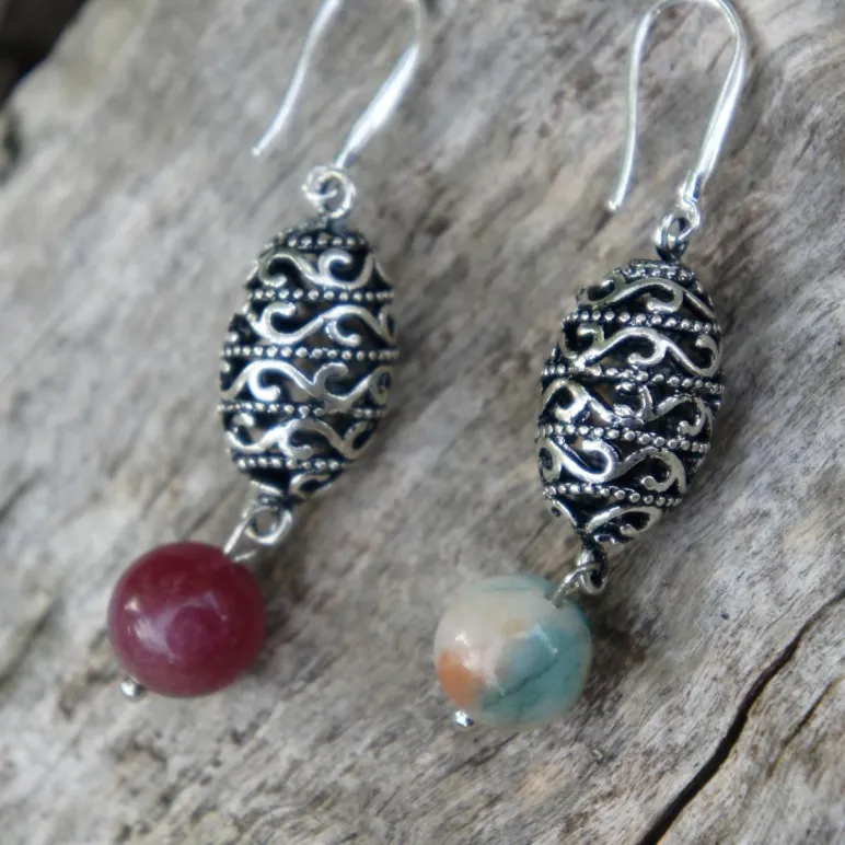 Серьги с металлической бусиной