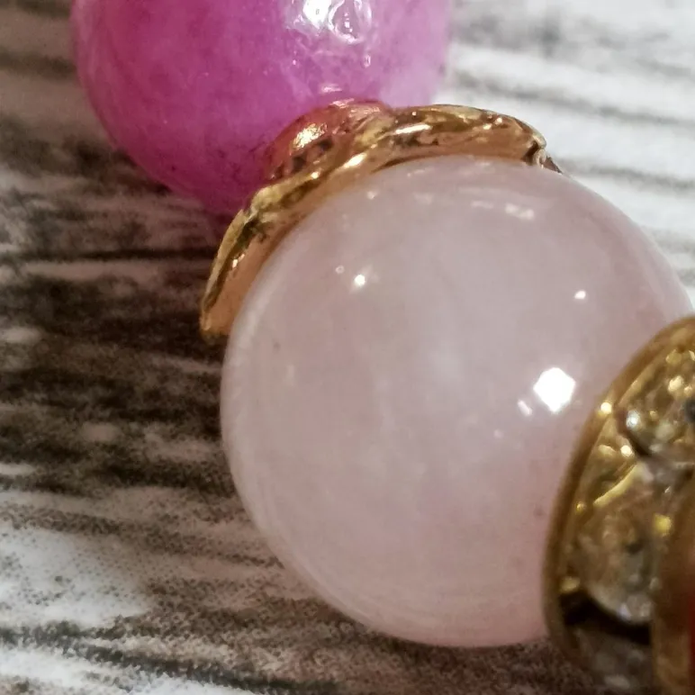 Браслет из халцедона и розового кварца