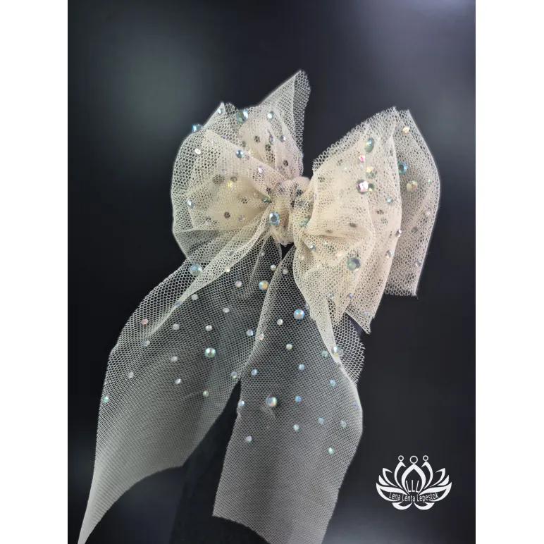 Резинка для волос ручной работы Бант "Романтик" бежевый