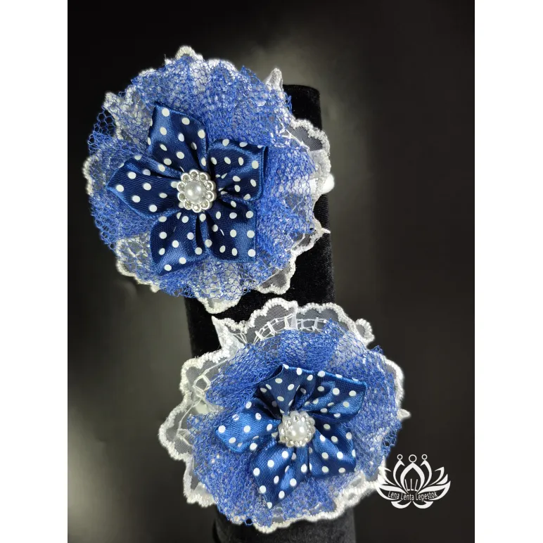 Комплект резинок для волос ручной работы Цветок синий
