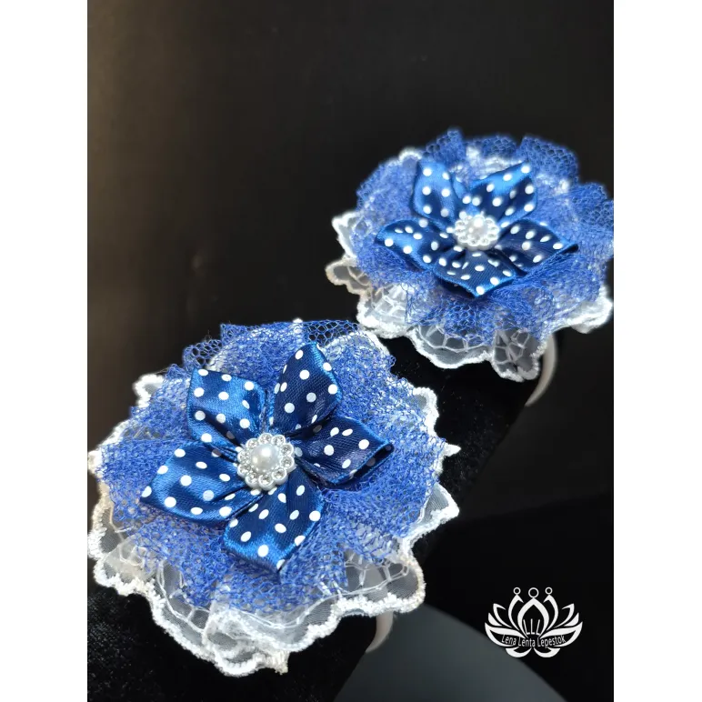 Комплект резинок для волос ручной работы Цветок синий