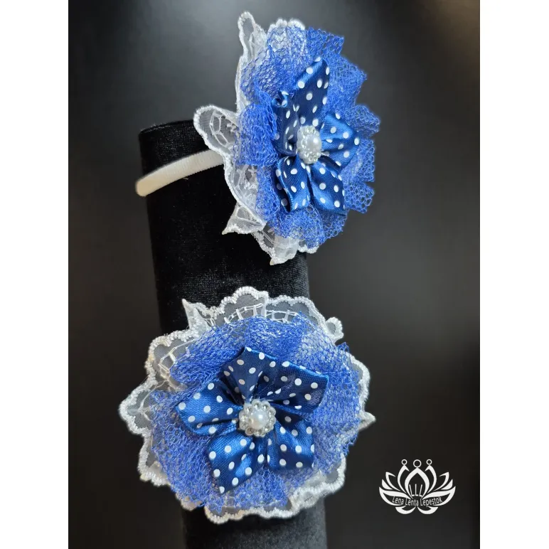 Комплект резинок для волос ручной работы Цветок синий
