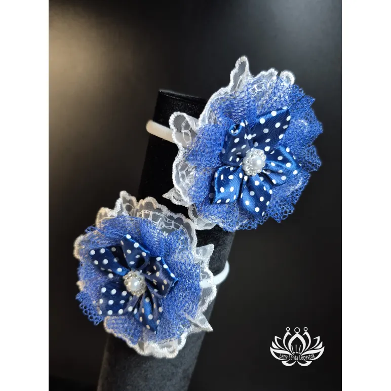 Комплект резинок для волос ручной работы Цветок синий