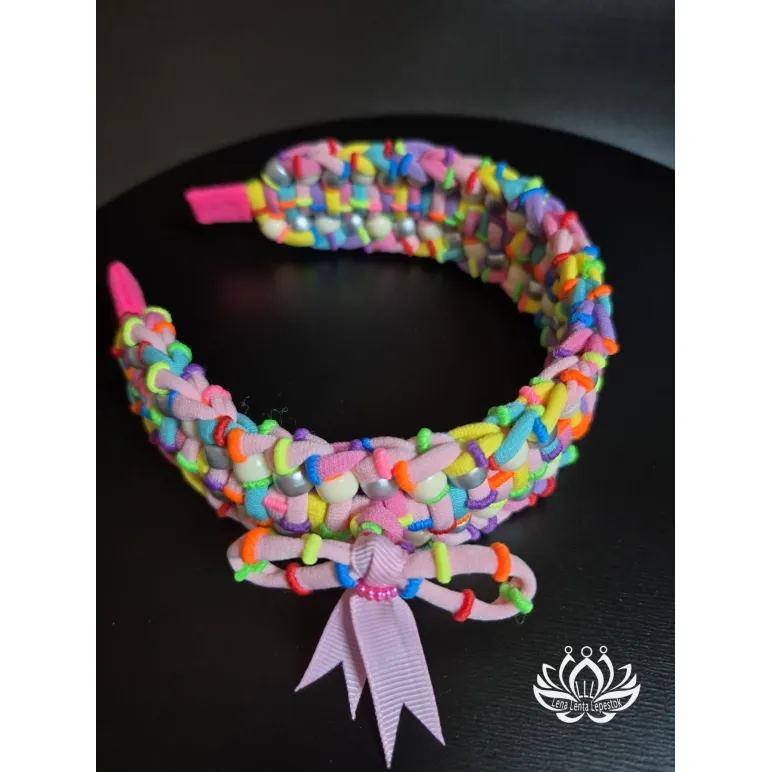 Ободок для волос ручной работы Мозаика разноцветный