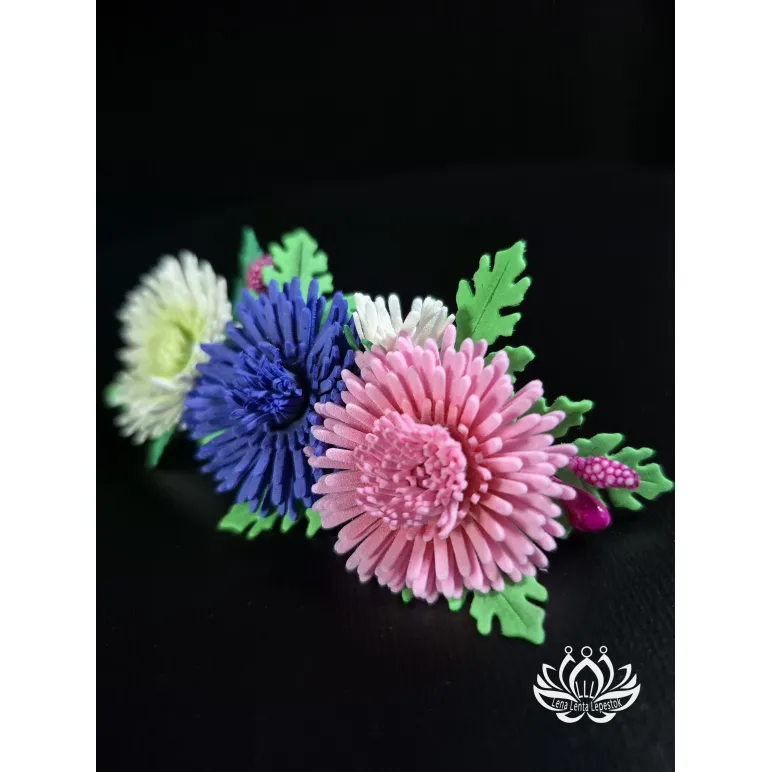 Заколка для волос ручной работы Цветочная Симфония разноцветный
