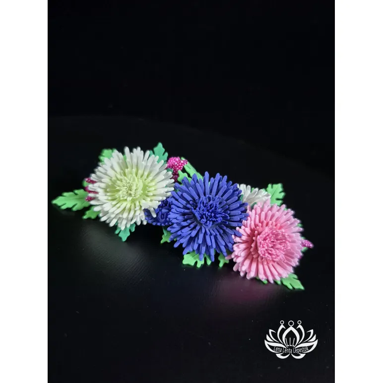 Заколка для волос ручной работы Цветочная Симфония разноцветный