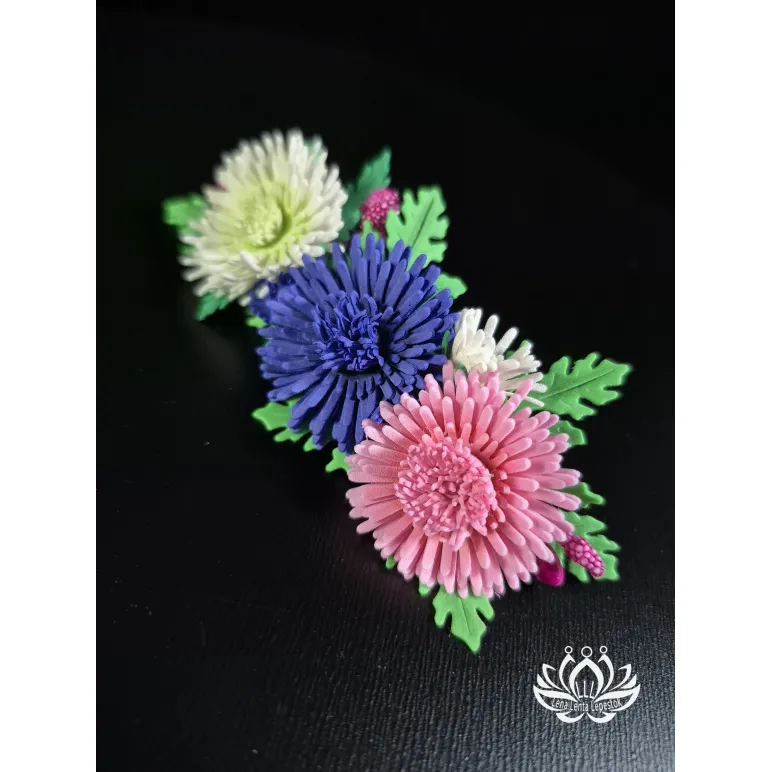Заколка для волос ручной работы Цветочная Симфония разноцветный