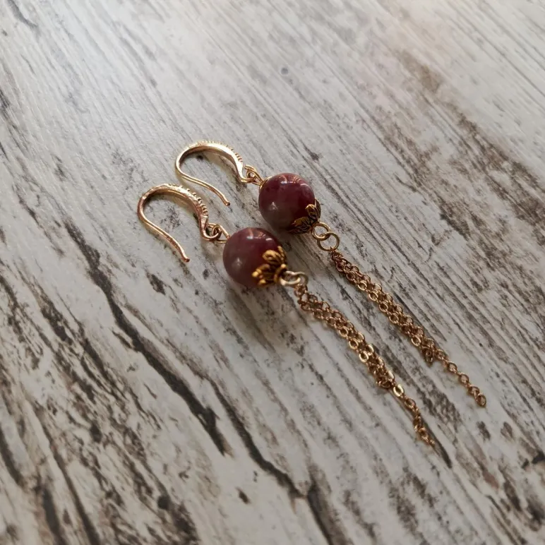 Серьги с арбузным турмалином