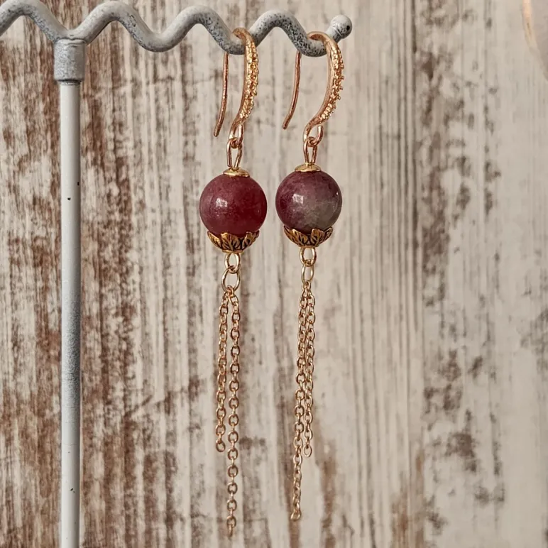 Серьги с арбузным турмалином