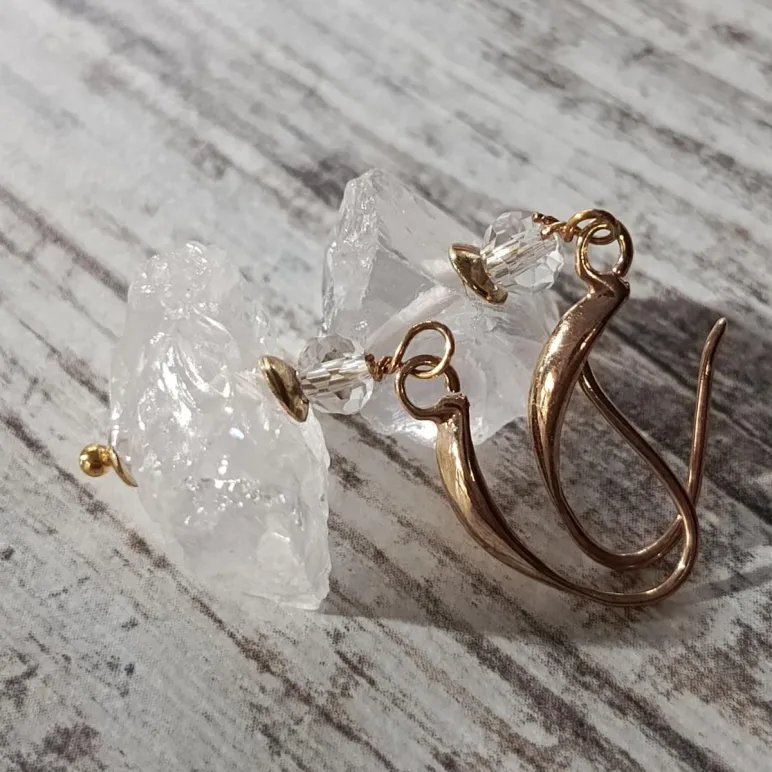 Серьги с прозрачным кварцем