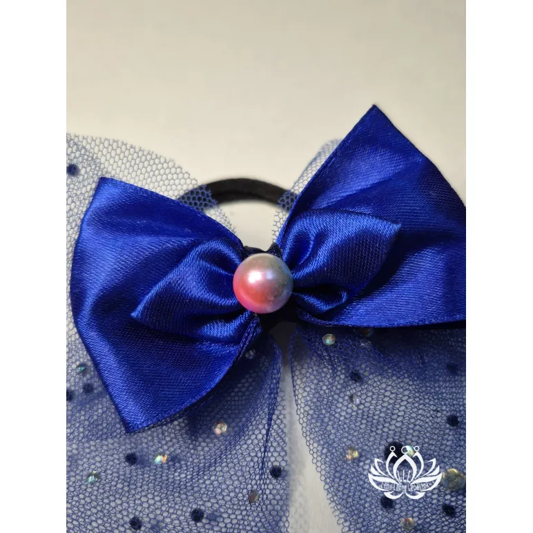 Резинка для волос ручной работы. Бант "Романтик" синий. Единственный экземпляр. Цветы Канзаши на волосы Ваши.