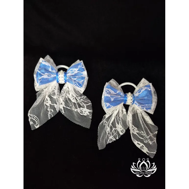 Комплект резинок для волос ручной работы Бант "Кокетка" голубой. 2 шт. Единственный экземпляр. Цветы Канзаши на волосы Ваши