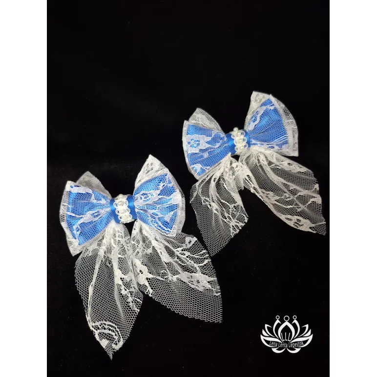 Комплект резинок для волос ручной работы Бант "Кокетка" голубой. 2 шт. Единственный экземпляр. Цветы Канзаши на волосы Ваши