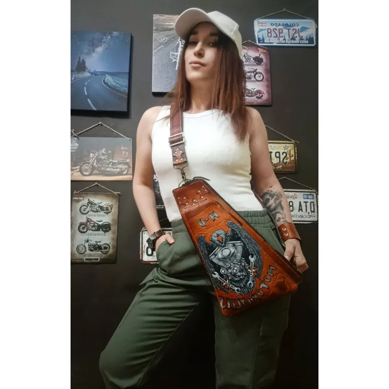 Сумка через плечо, натуральная кожа