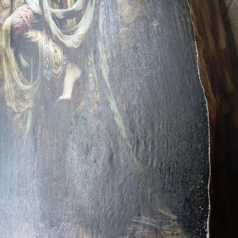 Картина Гуань-Инь на дереве ручной работы