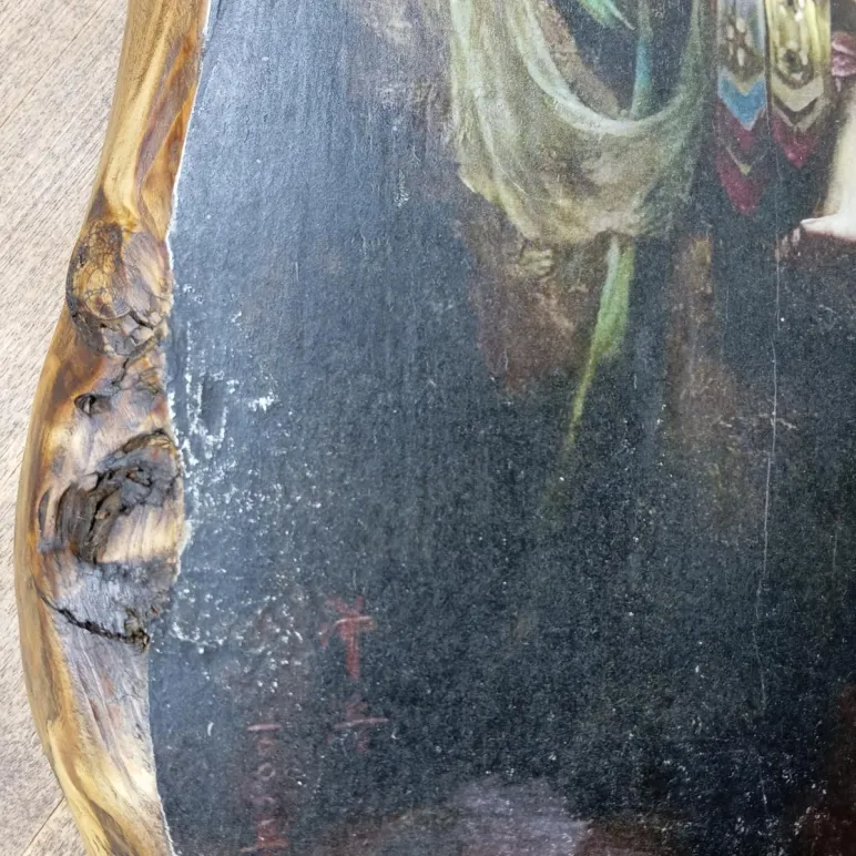 Картина Гуань-Инь на дереве ручной работы