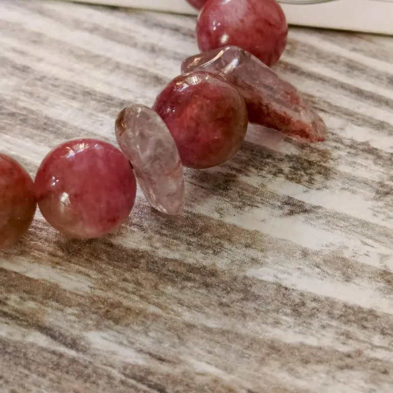 Браслет из турмалина с аметрином и аметистом.